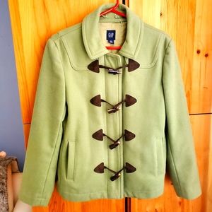 GAP Women's Green Wool Blend Toggle Front Duffle Coat size Medium
